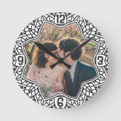 Bloem mandala bloemvormige gepersonaliseerde foto ronde klok (Voorkant)