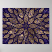Bloem Mandala - Dot Art - Paars en goud Poster (Voorkant)