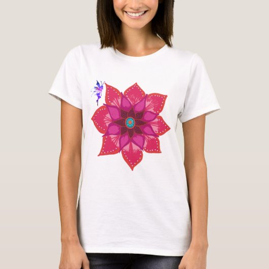Bloem Mandala Fairy Zwangerschaps T-shirt, Wit T-shirt (Voorkant)