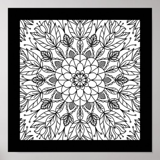 Bloem Mandala Fun Feest Poster voor Kleur Ambacht (Voorkant)