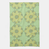 Bloem Mandala Groen en Geel Theedoek (Verticaal)