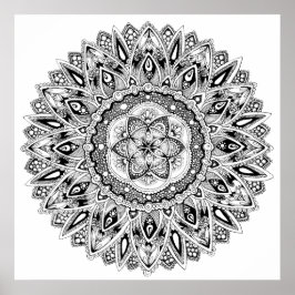 Bloem mandala heiligt de geometrie van het leven poster