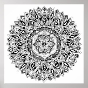 Bloem mandala heiligt de geometrie van het leven poster