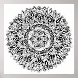 Bloem mandala heiligt de geometrie van het leven poster