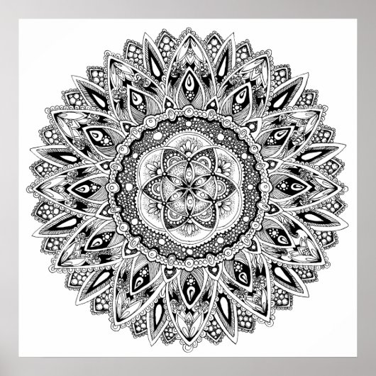 Bloem mandala heiligt de geometrie van het leven poster (Voorkant)