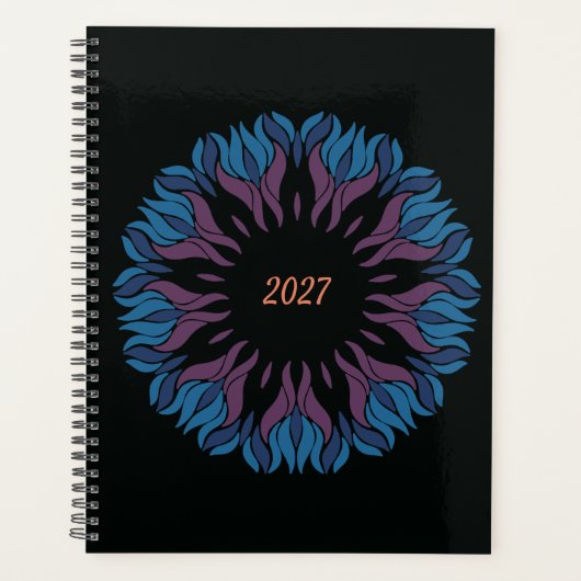 Bloem Mandala in blauw en mauve Planner (Voorkant)