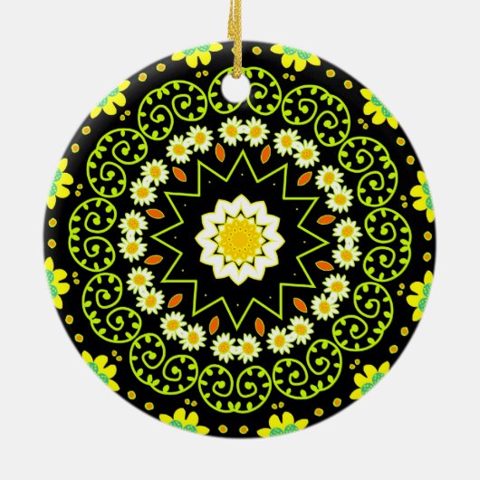 Bloem Mandala Keramisch Ornament (Achterkant)