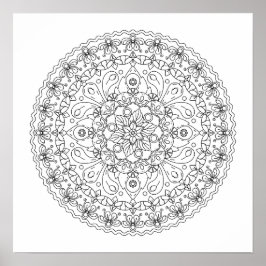 Bloem Mandala Kleurboek voor Volwassenen Poster