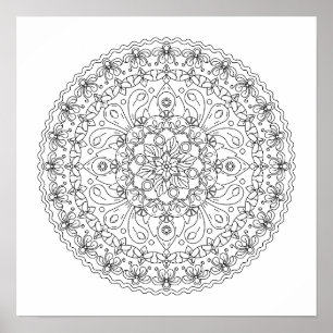 Bloem Mandala Kleurboek voor Volwassenen Poster