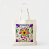 Bloem mandala kunst collage canvas tas (Voorkant)