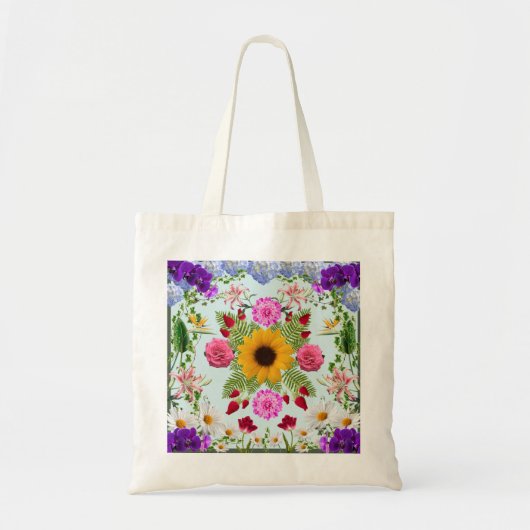 Bloem mandala kunst collage canvas tas (Voorkant)