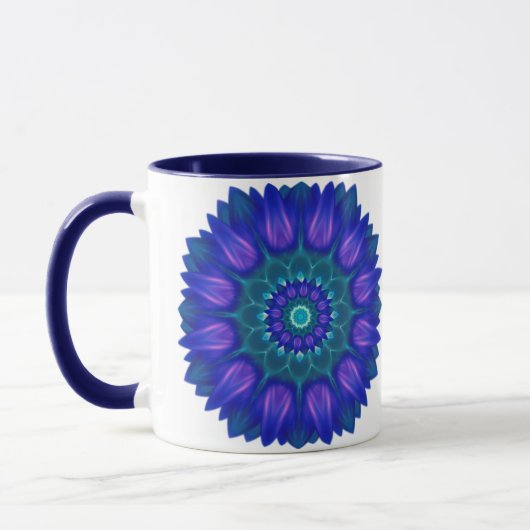 Bloem Mandala met gloeiende blauw Mok (Links)