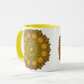 Bloem Mandala met gloeiende schaduwen van geel Mok (Voorkant links)