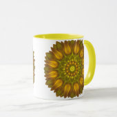 Bloem Mandala met gloeiende schaduwen van geel Mok (Voorkant rechts)