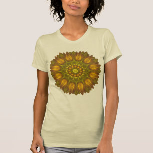 Bloem Mandala met gloeiende schaduwen van geel T-shirt