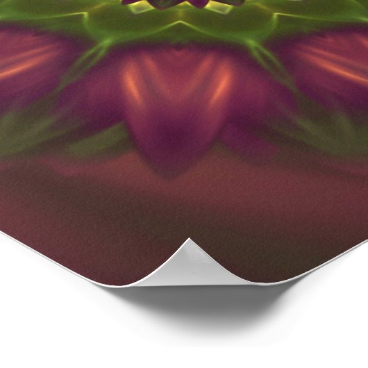 Bloem Mandala met Paarse groene grijsshadden Poster (Hoek)