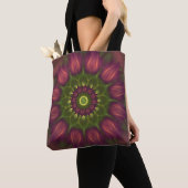 Bloem Mandala met Paarse groene grijsshadden Tote Bag (Dichtbij)
