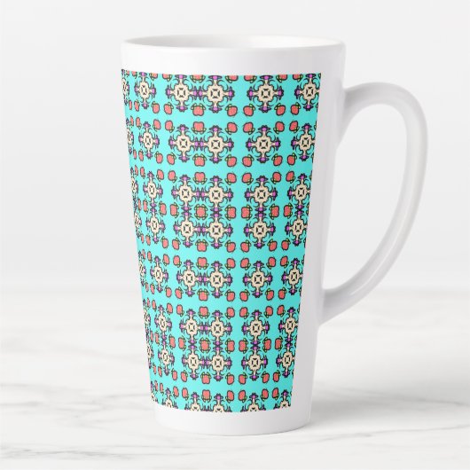Bloem Mandala Naadloos Patroon Latte Mok (Rechts)