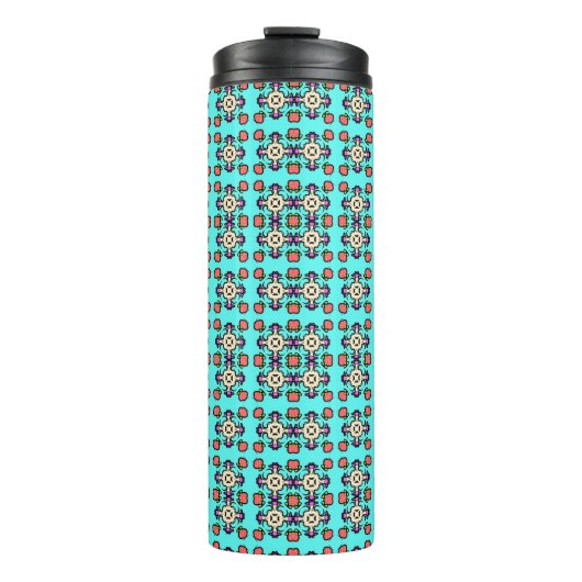 Bloem Mandala Naadloos Patroon Thermosbeker (Voorkant)