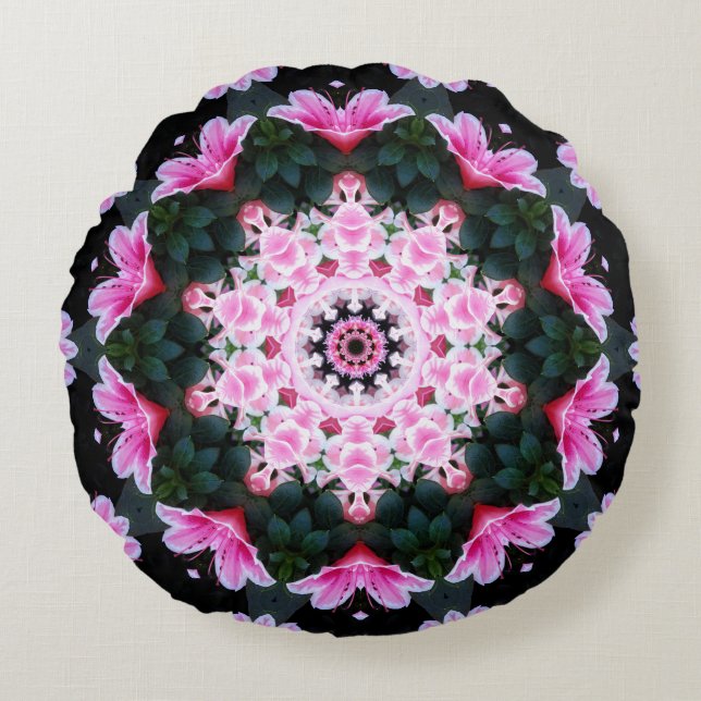 Bloem Mandala om Sierkussen Rond Kussen (Voorkant)