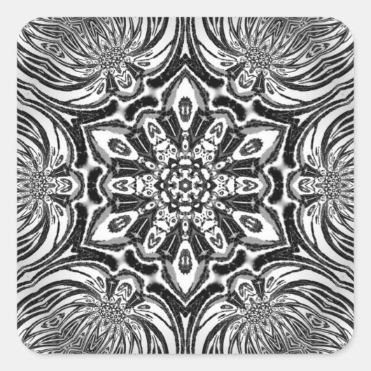 Bloem mandala ontwerp vierkante sticker (Voorkant)