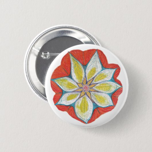 Bloem Mandala Yoga Ronde Badge Ronde Button 5,7 Cm (Voorkant /achterkant)