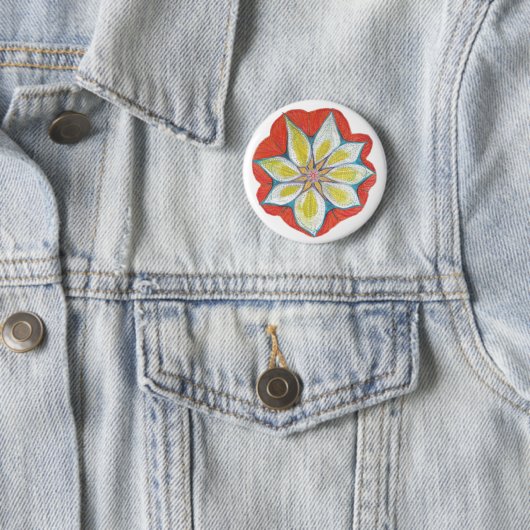 Bloem Mandala Yoga Ronde Badge Ronde Button 5,7 Cm (In situ)
