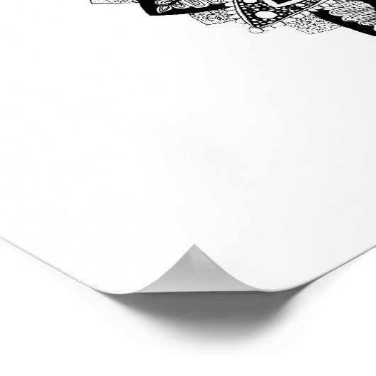 Bloem Mandala zwart-wit Poster (Hoek)