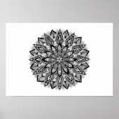Bloem Mandala zwart-wit Poster (Voorkant)
