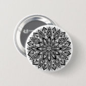 Bloem Mandala zwart-wit Ronde Button 5,7 Cm (Voorkant /achterkant)