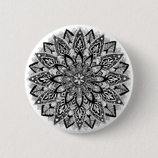 Bloem Mandala zwart-wit Ronde Button 5,7 Cm