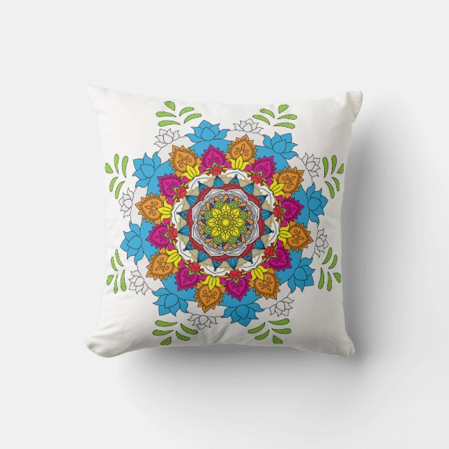 Bloem Mandalas.  decoratieve elementen. Orie Kussen (Voorkant)