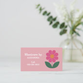 Bloem & Manicure Roze Visitekaartje (Staand voorkant)