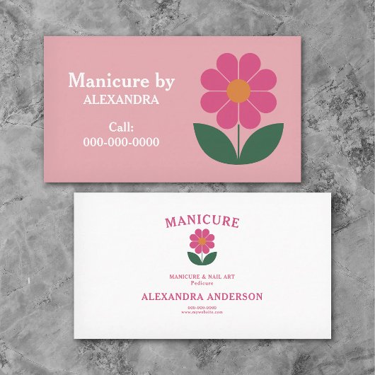 Bloem & Manicure Roze Visitekaartje
