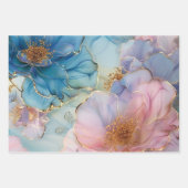Bloem Marmer Goud Roze Blauw Inpakpapier Vel (Voorkant 3)
