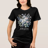 Bloem massief zwarte vrouwen Tri-Blend shirt (Voorkant)