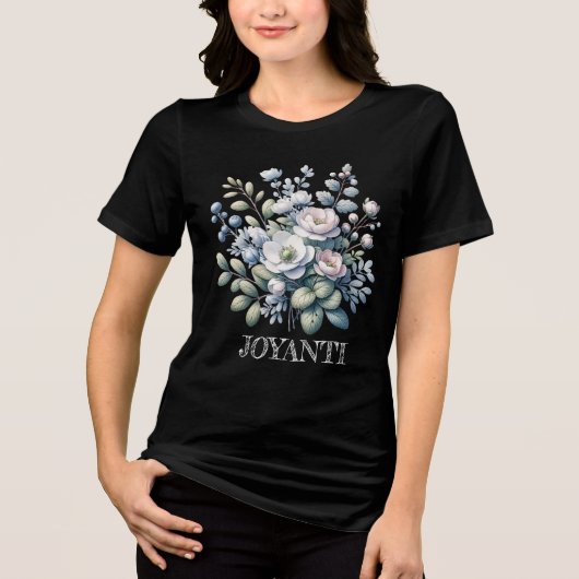 Bloem massief zwarte vrouwen Tri-Blend shirt (Voorkant)
