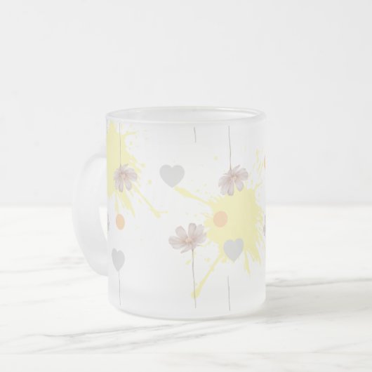 bloem matglas koffiemok (Voorkant links)