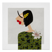 Bloem Meisje 2 Glam Mode Illustratie Kunst Perfect Poster (Voorkant)