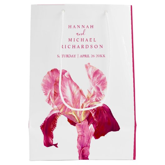 Bloem meisje dank u bruiloft iris rode gunst medium cadeauzakje (Achterkant)