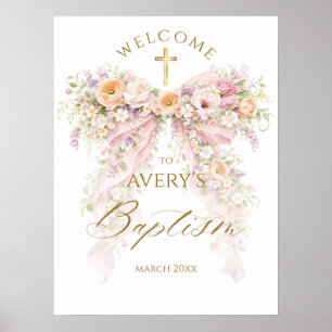 Bloem Meisje Doop met bloemboog Poster
