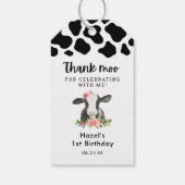 Bloem Meisje Koe Verjaardag Bedankt Moo Cadeau Lab Cadeaulabel (Achterkant)