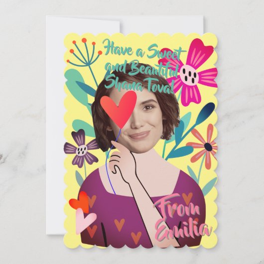 Bloem Meisje Shana Tove Mooie Originele en Beteken Feestdagenkaart (Voorkant)