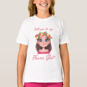 bloem meisje voorstel roze script schattig t-shirt