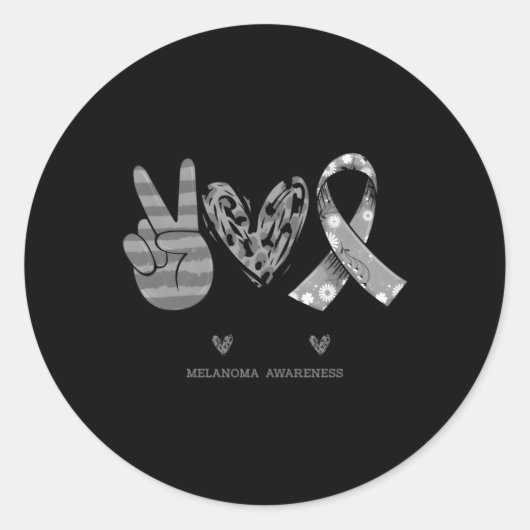 Bloem Melanoma Lint Vrede Liefde Cure Ronde Sticker (Voorkant)
