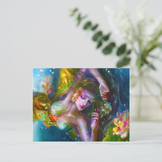 Bloem Mermaid Briefkaart (Staand voorkant)