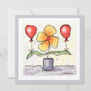 Bloem met ballonnen Waterverf Wenskaart Kaart