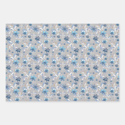 Bloem met bloem met roze paarse bloemen met bloem inpakpapier vel (Voorkant 2)