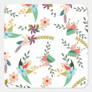 bloem met bloempatroon vierkante sticker