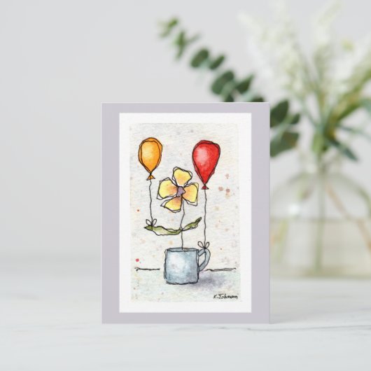 Bloem met Briefkaart Waterverf ballonnen (Staand voorkant)